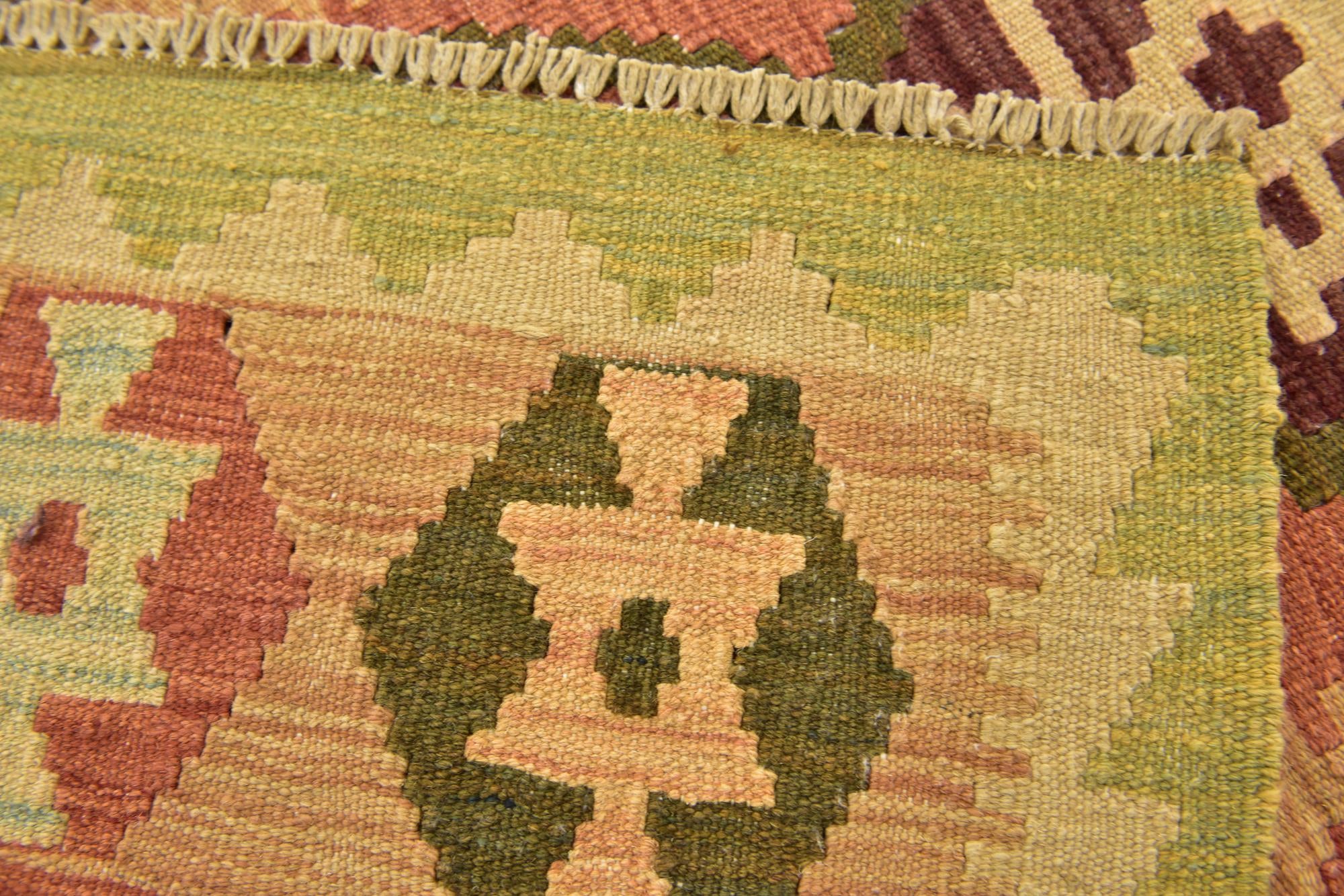 2' 7 x 4' 2 Hand Woven Kilim Waziri Wool Rug