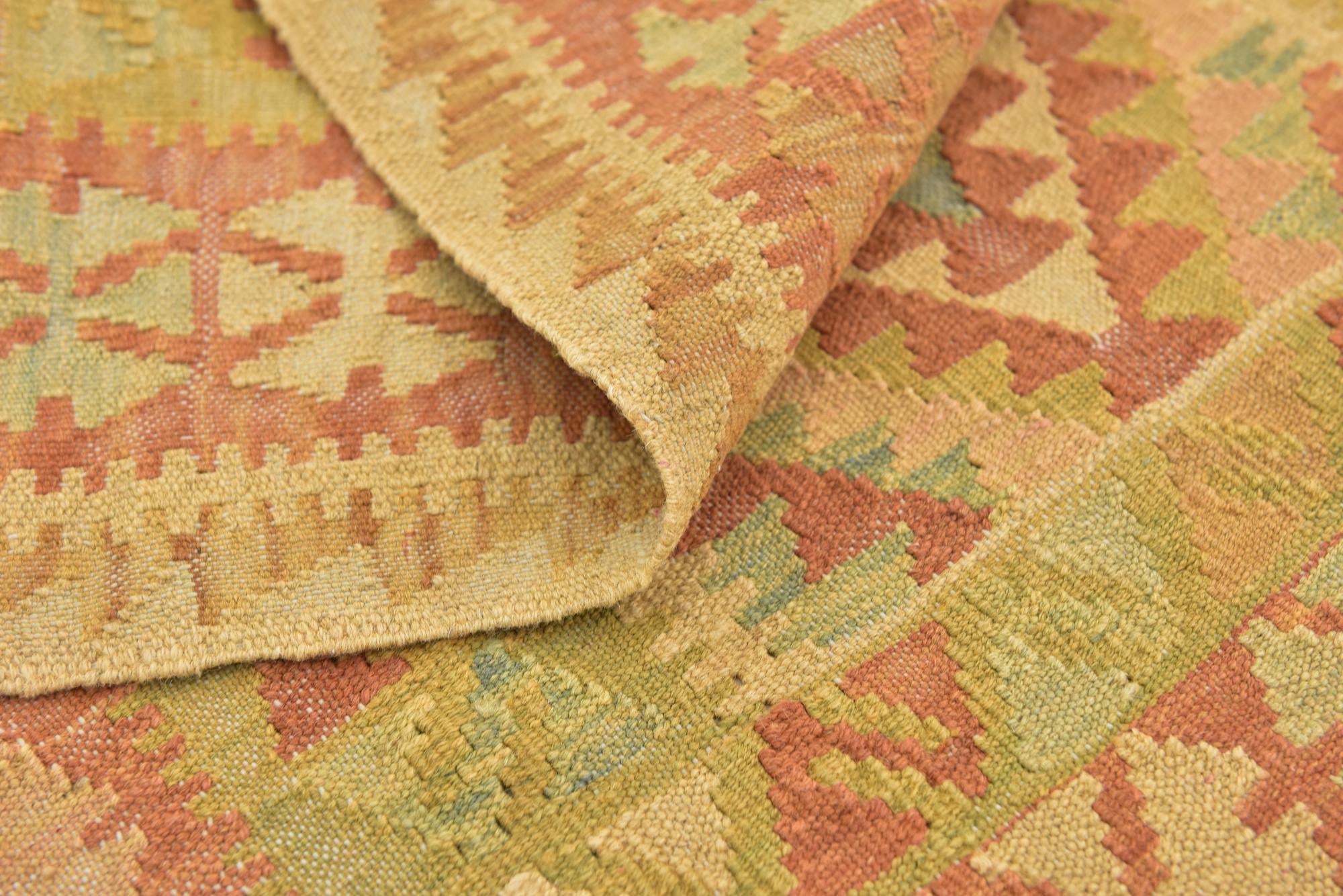 2' 9 x 4' Hand Woven Kilim Waziri Wool Rug