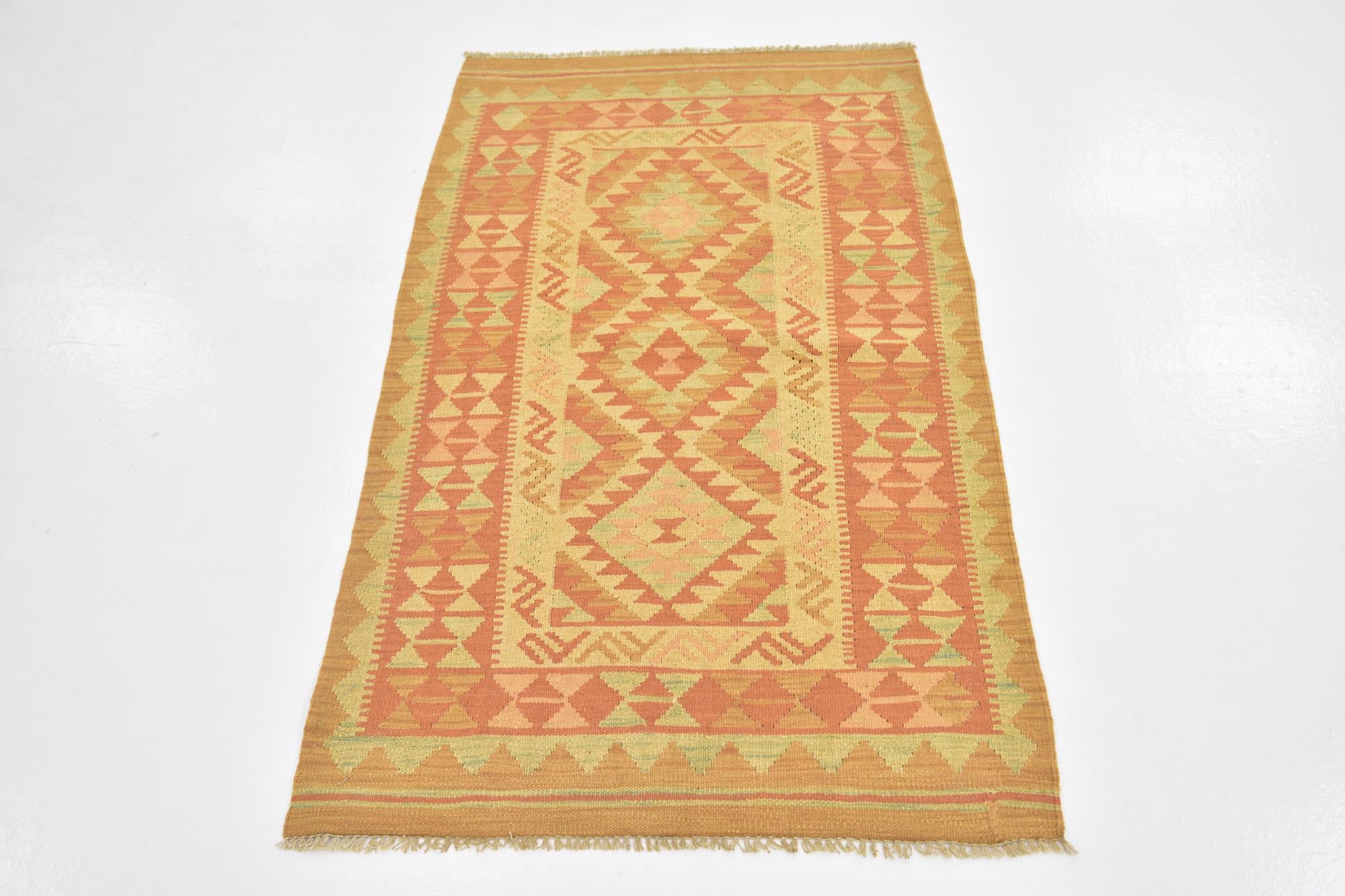 2' 7 x 4' 4 Hand Woven Kilim Waziri Wool Rug