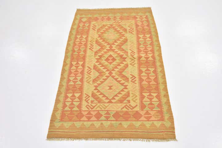 2' 7 x 4' 4 Hand Woven Kilim Waziri Wool Rug