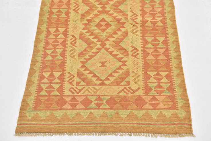 Detail image of 2' 7 x 4' 4 Hand Woven Kilim Waziri Wool Rug