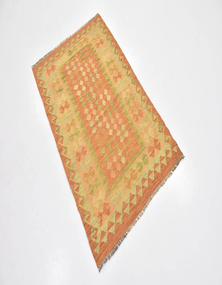 Detail image of 2' 8 x 4'  Hand Woven Kilim Waziri Wool Rug