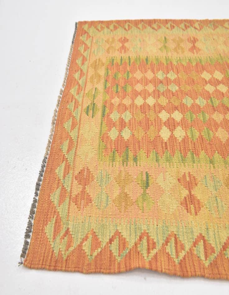 Detail image of 2' 8 x 4'  Hand Woven Kilim Waziri Wool Rug