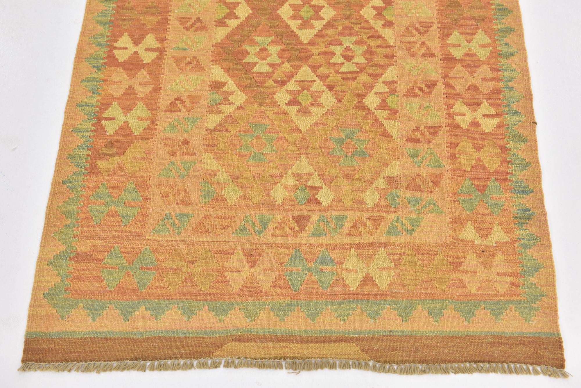 2' 10 x 4' 2 Hand Woven Kilim Waziri Wool Rug