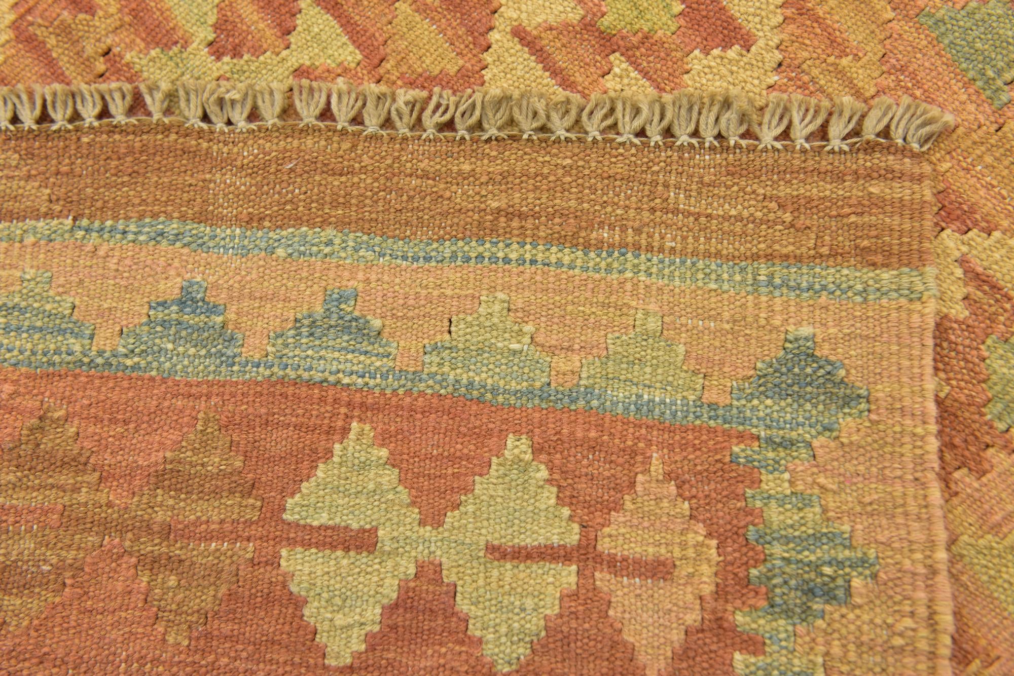 2' 10 x 4' 2 Hand Woven Kilim Waziri Wool Rug