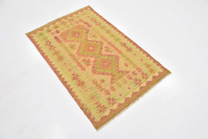 2' 7 x 4' 2 Hand Woven Kilim Waziri Wool Rug