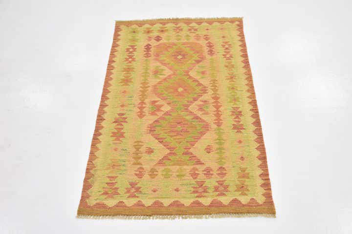 2' 7 x 4' 2 Hand Woven Kilim Waziri Wool Rug