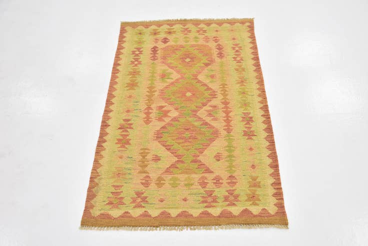 Detail image of 2' 7 x 4' 2 Hand Woven Kilim Waziri Wool Rug