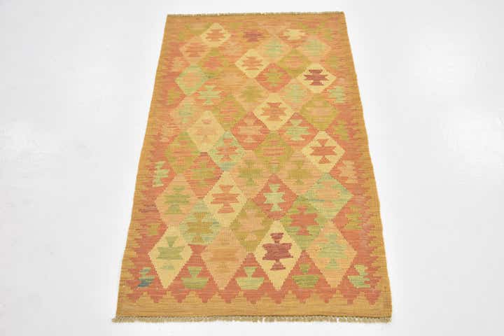 2' 5 x 4' Hand Woven Kilim Waziri Wool Rug