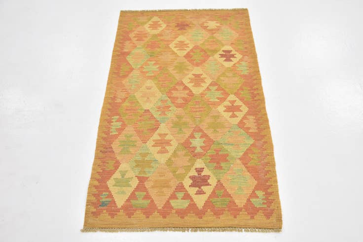 Detail image of 2' 5 x 4' Hand Woven Kilim Waziri Wool Rug