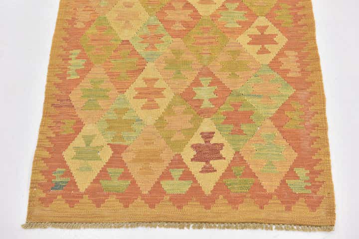 2' 5 x 4' Hand Woven Kilim Waziri Wool Rug