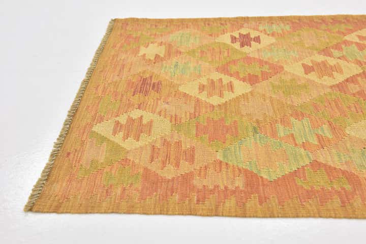 2' 5 x 4' Hand Woven Kilim Waziri Wool Rug