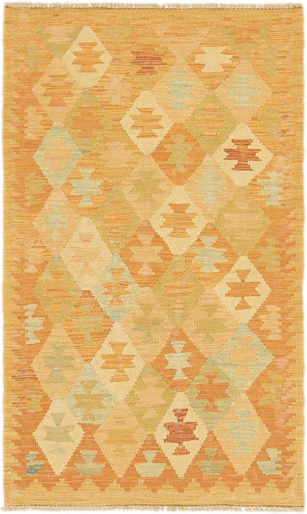 2' 5 x 4' Hand Woven Kilim Waziri Wool Rug