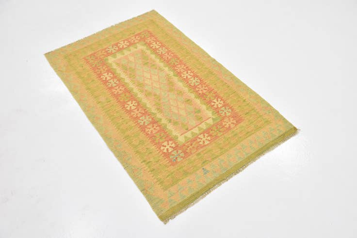 Detail image of 2' 8 x 4' 4 Hand Woven Kilim Waziri Wool Rug