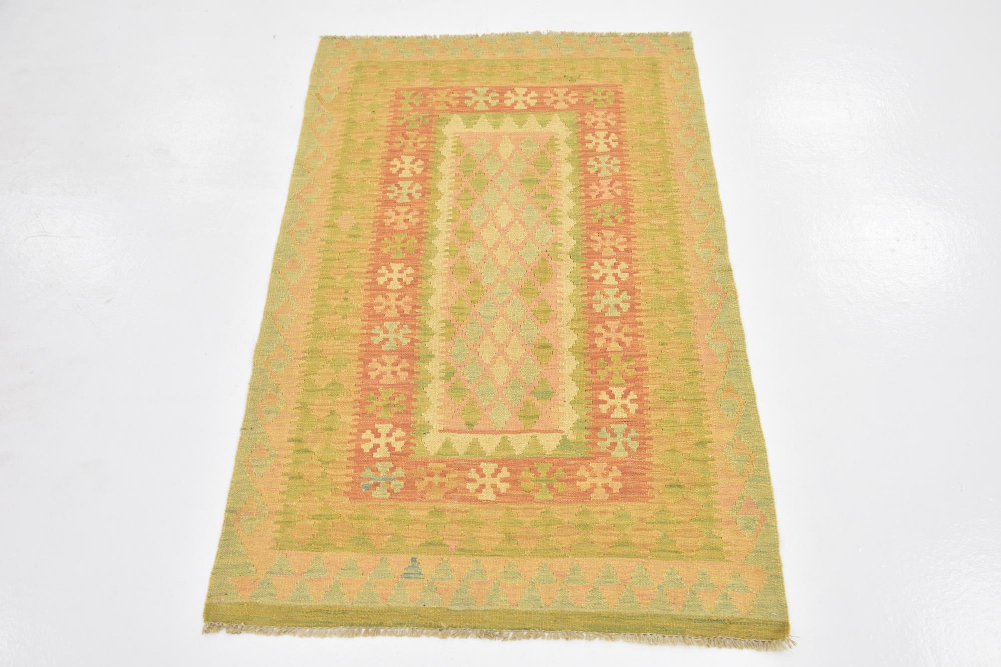 2' 8 x 4' 4 Hand Woven Kilim Waziri Wool Rug