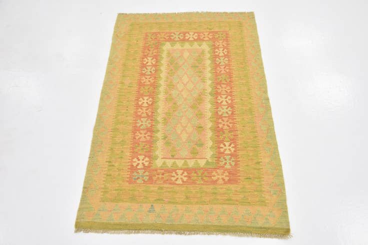 Detail image of 2' 8 x 4' 4 Hand Woven Kilim Waziri Wool Rug