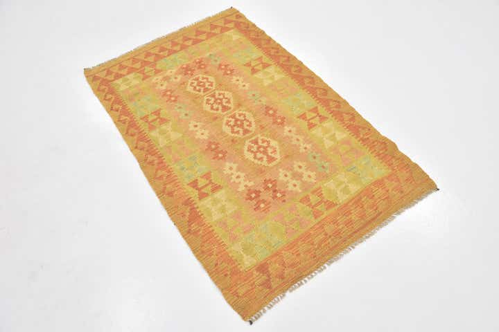 2' 9 x 4' 4 Hand Woven Kilim Waziri Wool Rug