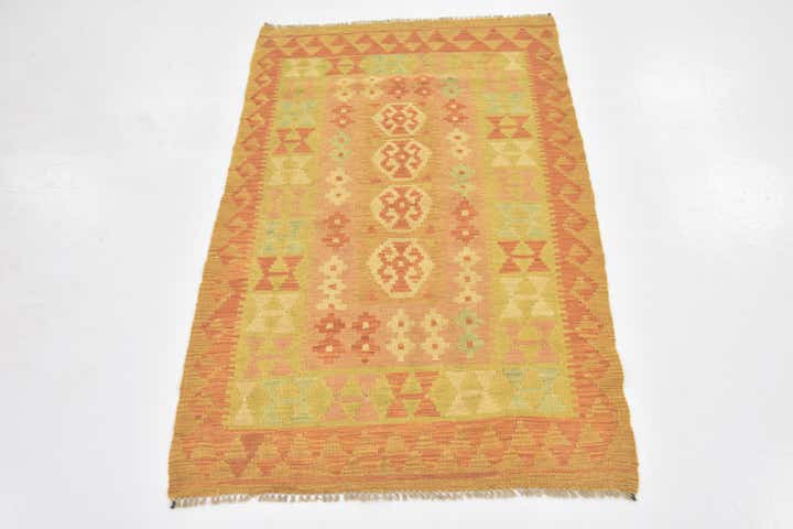 2' 9 x 4' 4 Hand Woven Kilim Waziri Wool Rug