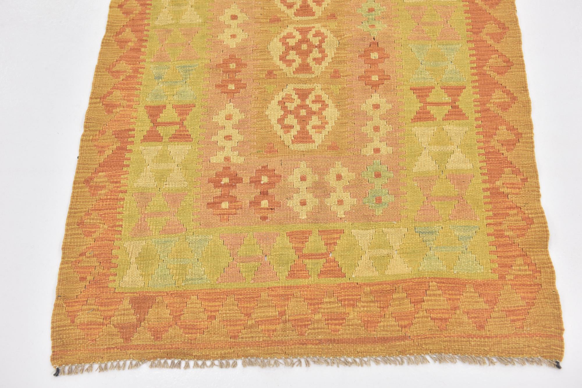 2' 9 x 4' 4 Hand Woven Kilim Waziri Wool Rug