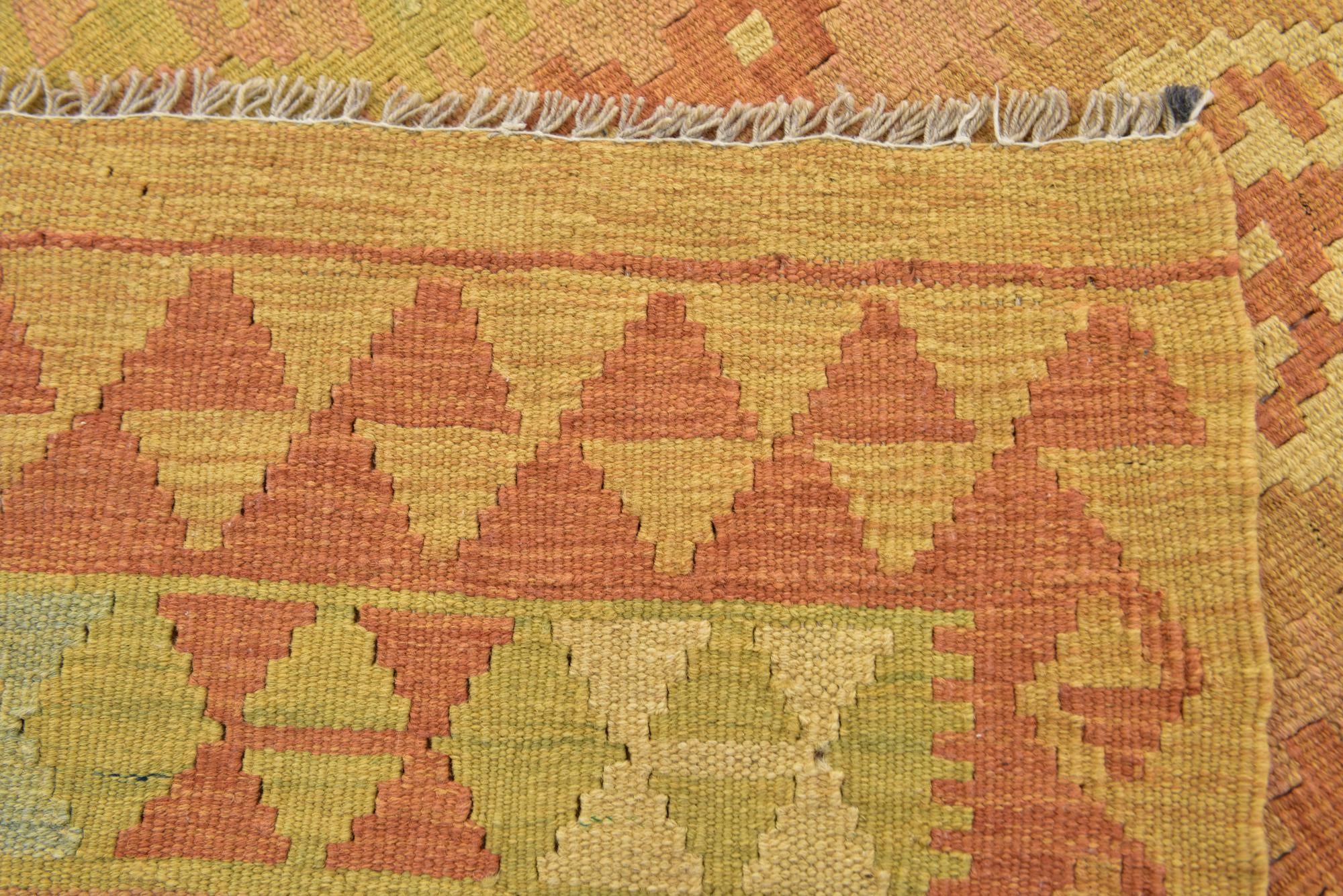 2' 9 x 4' 4 Hand Woven Kilim Waziri Wool Rug