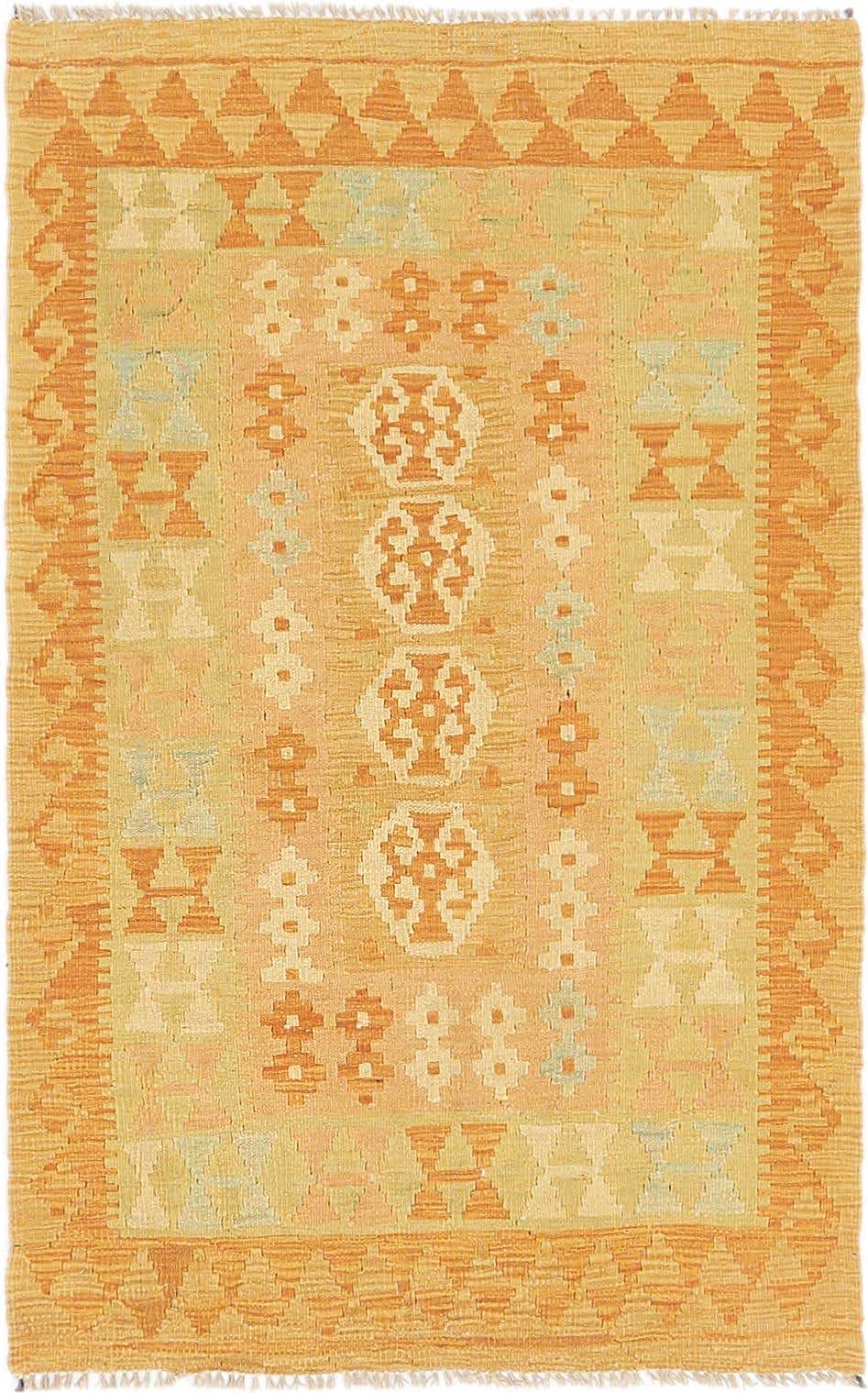 2' 9 x 4' 4 Hand Woven Kilim Waziri Wool Rug