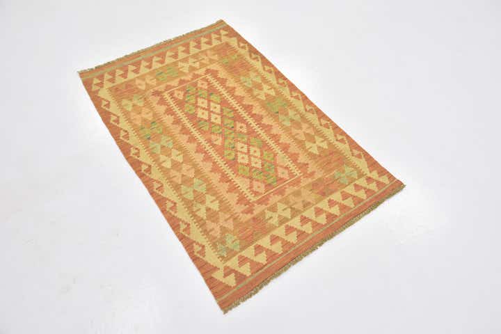 2' 7 x 4' Hand Woven Kilim Waziri Wool Rug