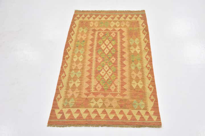 2' 7 x 4' Hand Woven Kilim Waziri Wool Rug