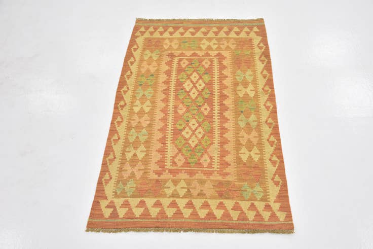 Detail image of 2' 7 x 4' Hand Woven Kilim Waziri Wool Rug