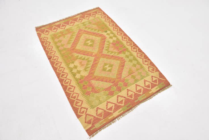 Detail image of 2' 8 x 4' Hand Woven Kilim Waziri Wool Rug