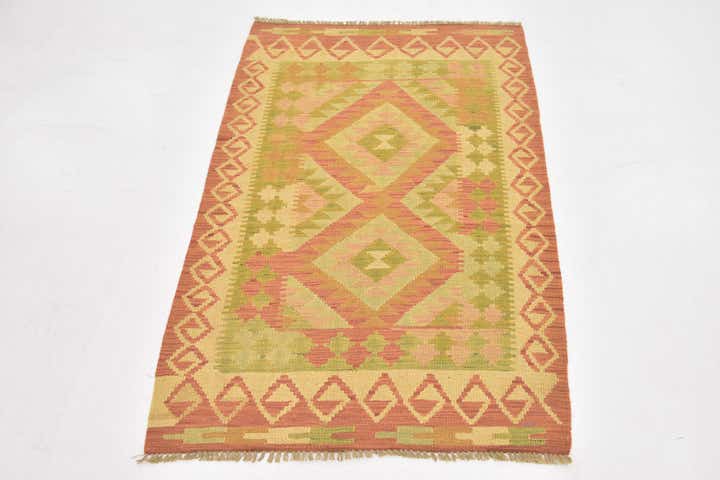 2' 8 x 4' Hand Woven Kilim Waziri Wool Rug