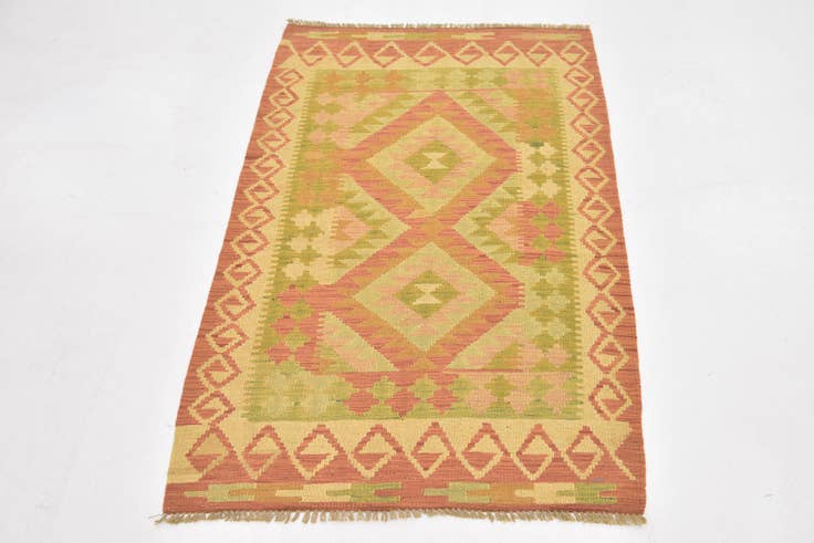 Detail image of 2' 8 x 4' Hand Woven Kilim Waziri Wool Rug