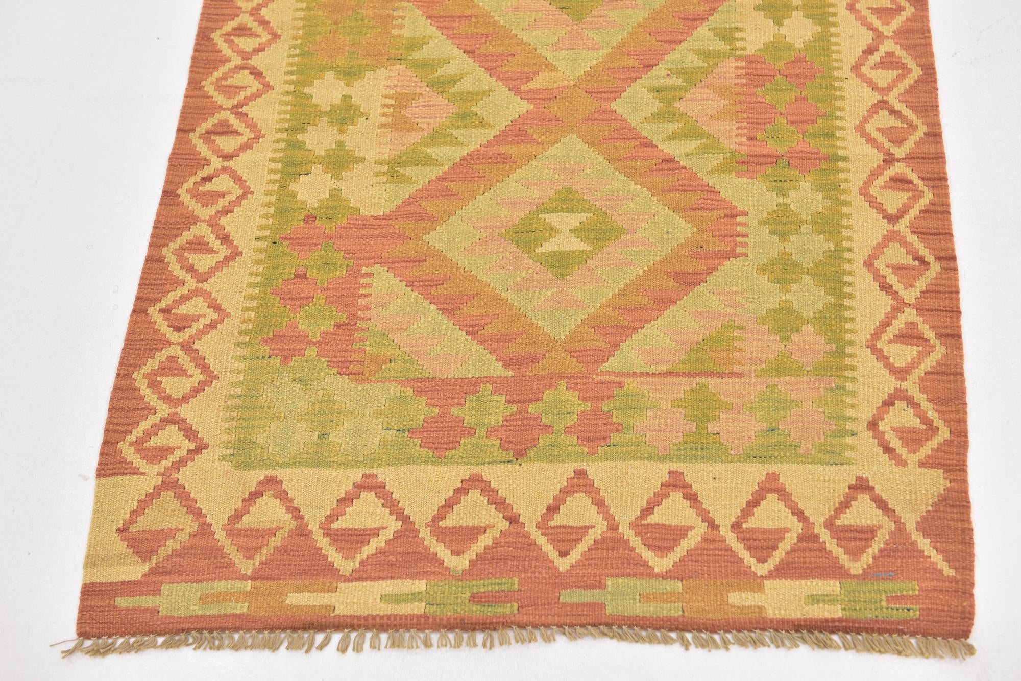 2' 8 x 4' Hand Woven Kilim Waziri Wool Rug