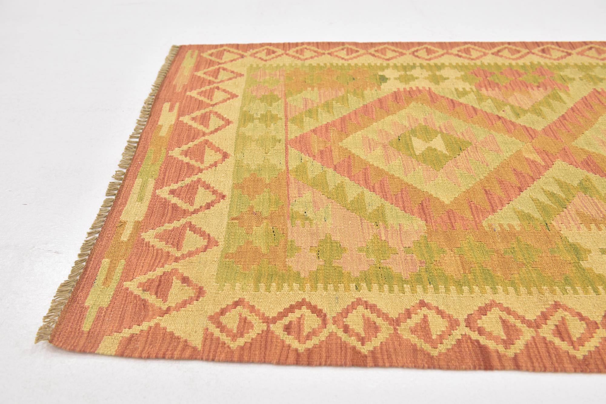 2' 8 x 4' Hand Woven Kilim Waziri Wool Rug