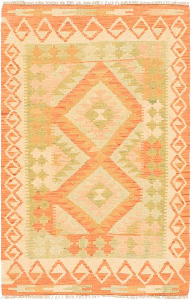 2' 8 x 4' Hand Woven Kilim Waziri Wool Rug
