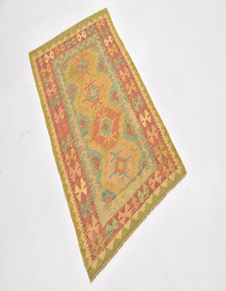 Detail image of 2' 7 x 4'  Hand Woven Kilim Waziri Wool Rug