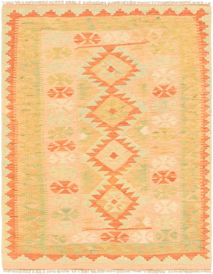 Detail image of 2' 6 x 4' Hand Woven Kilim Waziri Wool Rug