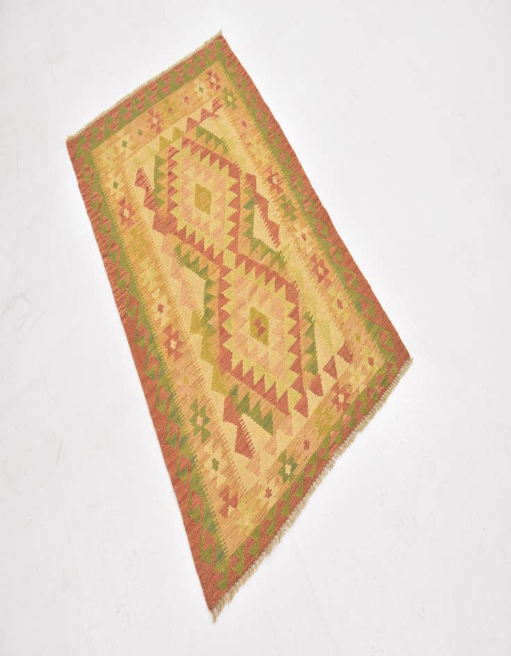 Detail image of 2' 7 x 4'  Hand Woven Kilim Waziri Wool Rug