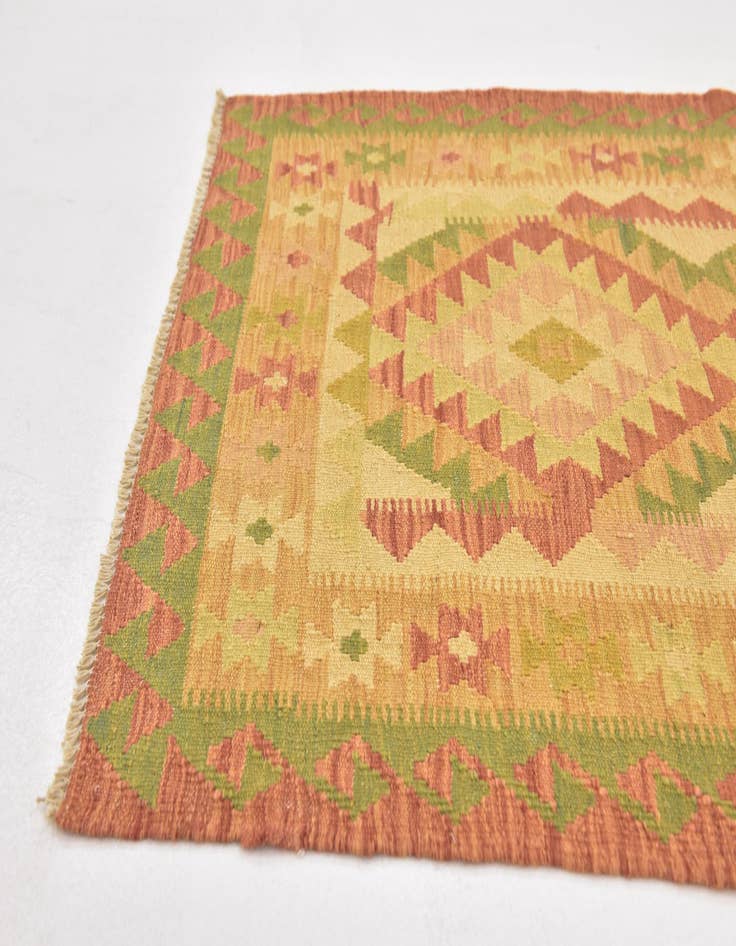 Detail image of 2' 7 x 4'  Hand Woven Kilim Waziri Wool Rug