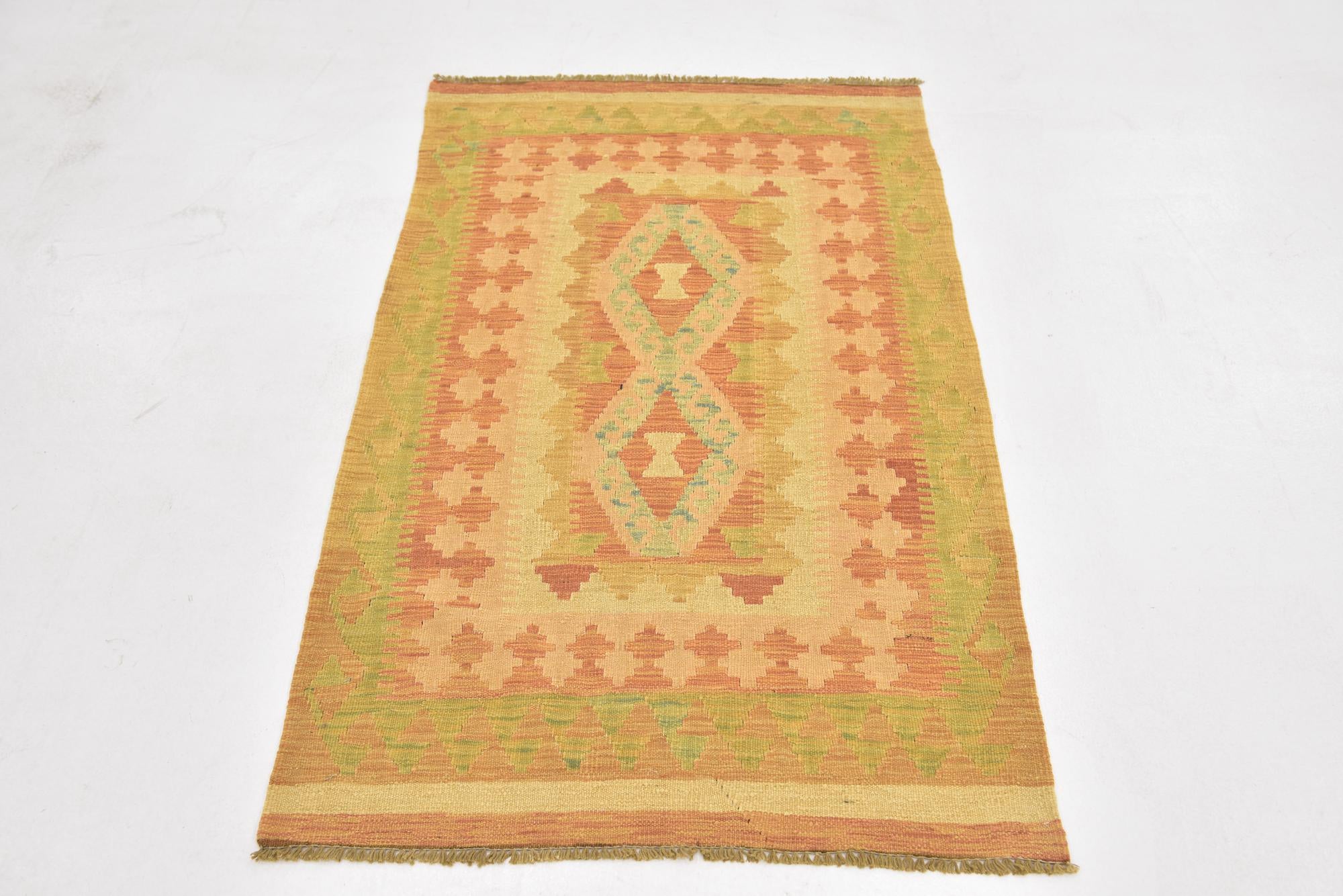 2' 6 x 4' 3 Hand Woven Kilim Waziri Wool Rug