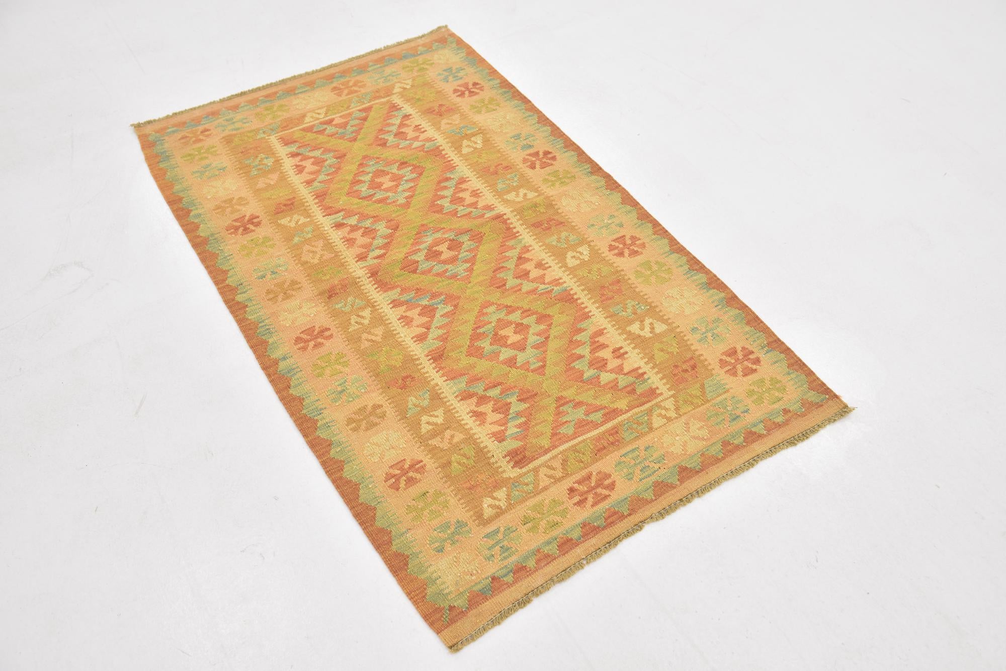 2' 8 x 4' 5 Hand Woven Kilim Waziri Wool Rug