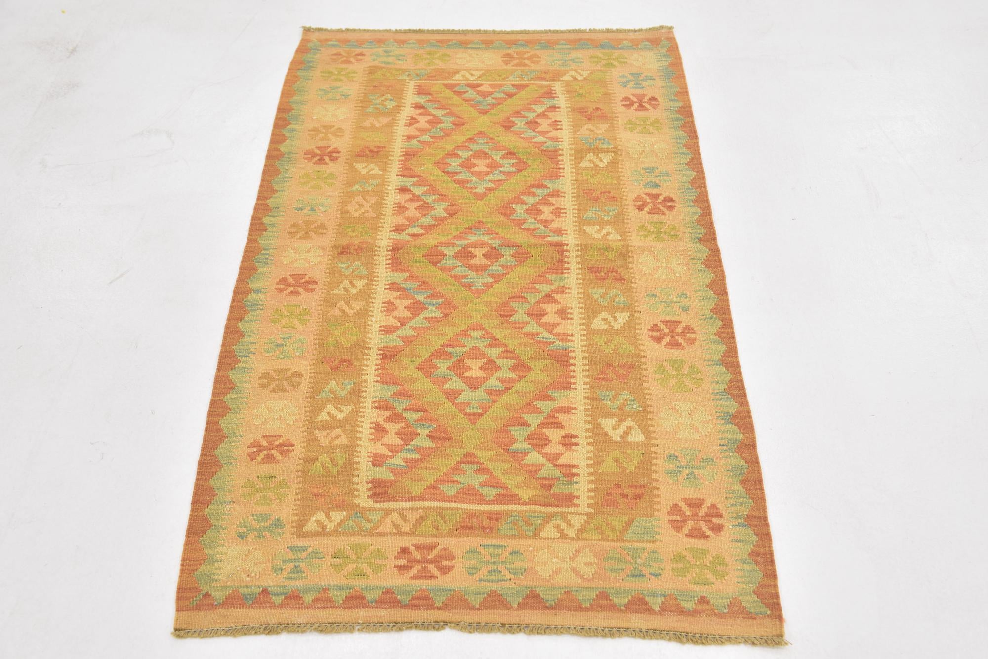 2' 8 x 4' 5 Hand Woven Kilim Waziri Wool Rug
