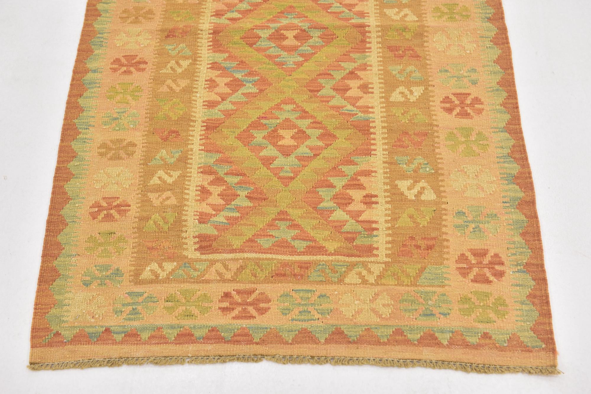 2' 8 x 4' 5 Hand Woven Kilim Waziri Wool Rug