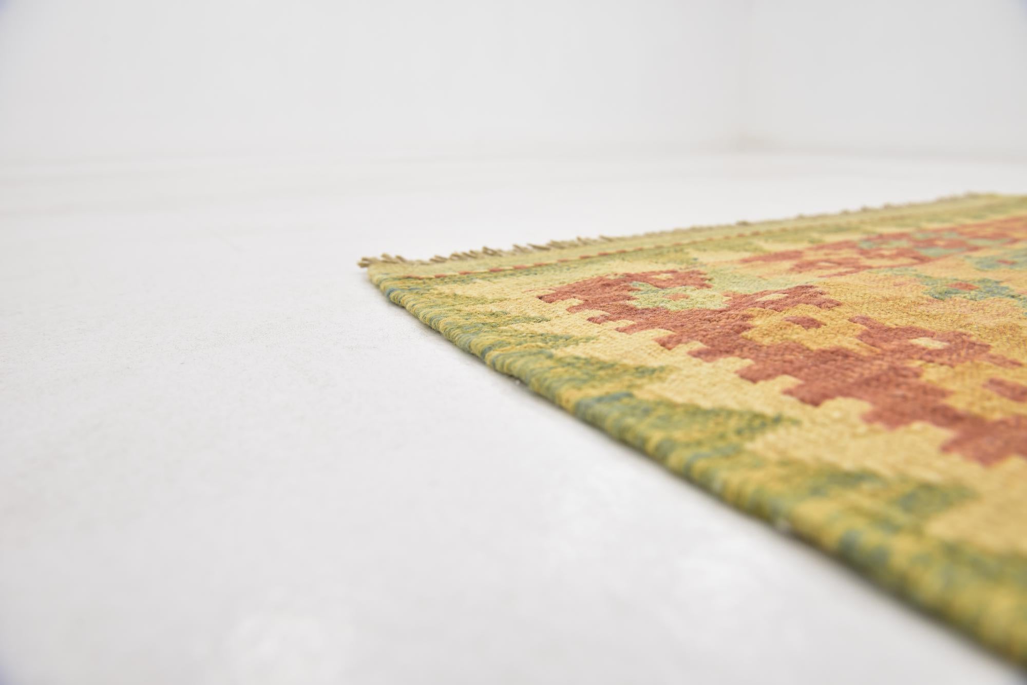 2' 9 x 4' 4 Hand Woven Kilim Waziri Wool Rug