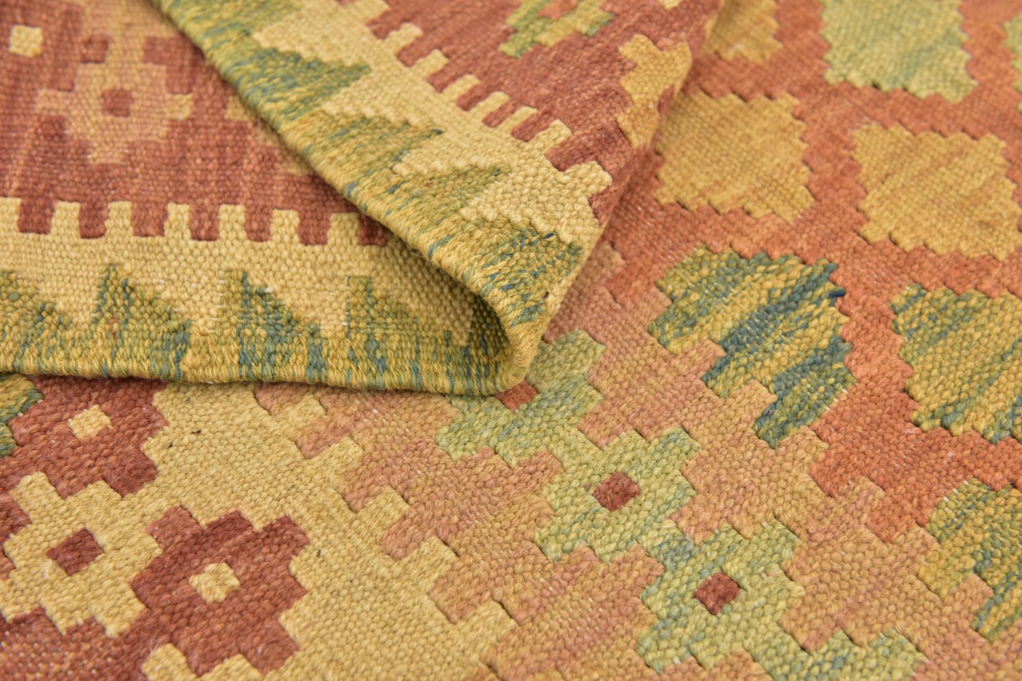 2' 9 x 4' 4 Hand Woven Kilim Waziri Wool Rug