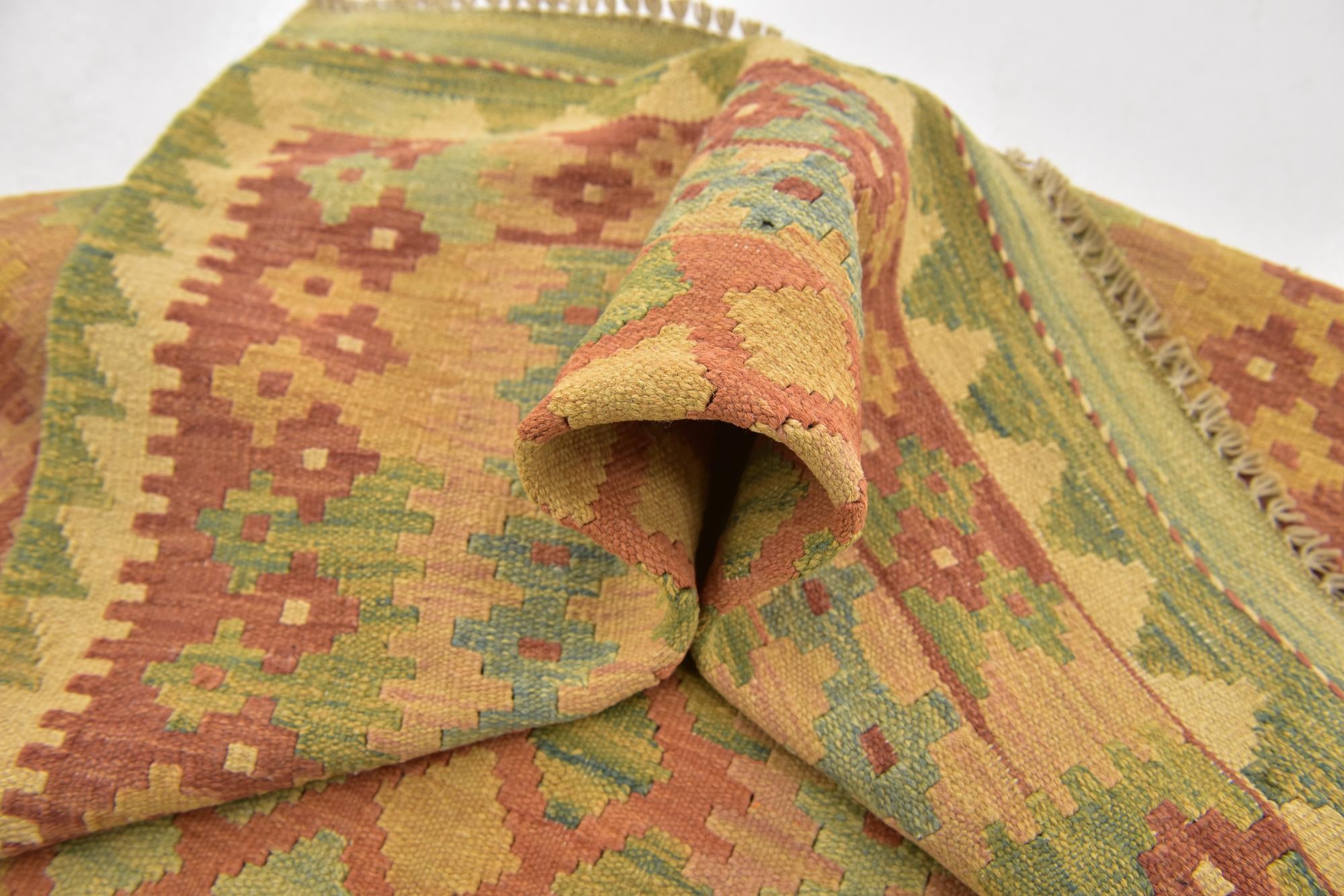 2' 9 x 4' 4 Hand Woven Kilim Waziri Wool Rug