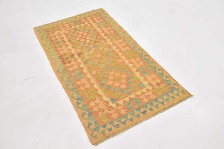 2' 7 x 4' 5 Hand Woven Kilim Waziri Wool Rug
