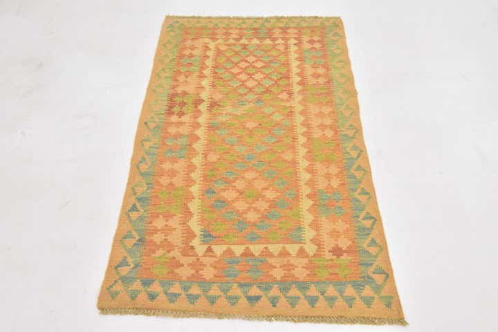 2' 7 x 4' 5 Hand Woven Kilim Waziri Wool Rug