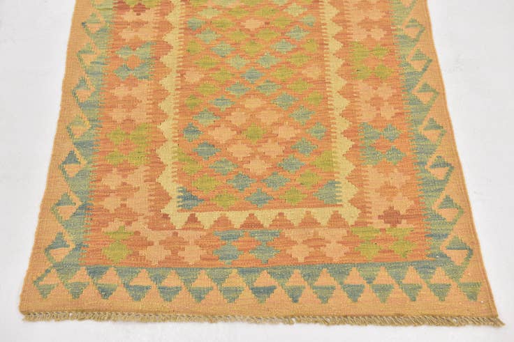 Detail image of 2' 7 x 4' 5 Hand Woven Kilim Waziri Wool Rug