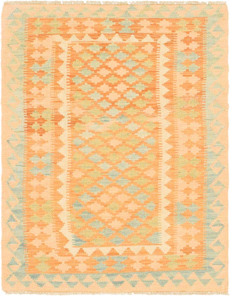 Detail image of 2' 7 x 4' 5 Hand Woven Kilim Waziri Wool Rug