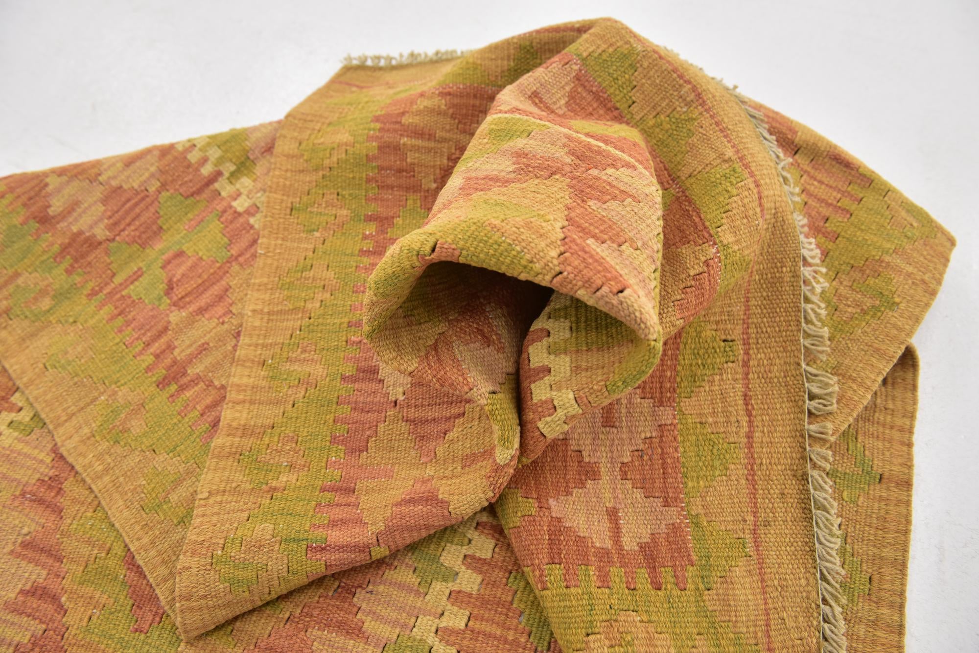 2' 4 x 4' 3 Hand Woven Kilim Waziri Wool Rug